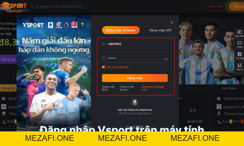 Đăng nhập Vsport! Link vsport đăng nhập chính xác nhất 2026 - mezafi.one