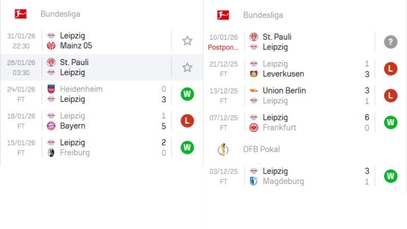 Nhận định St. Pauli vs Leipzig (02h30 ngày 28/01/2026 - Bundesliga)